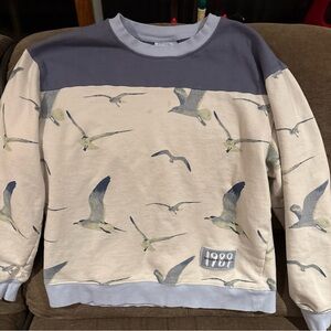 Taylor swift 1989 Women’s Seagull Bird Print Sweatshirt Size L White Blue
